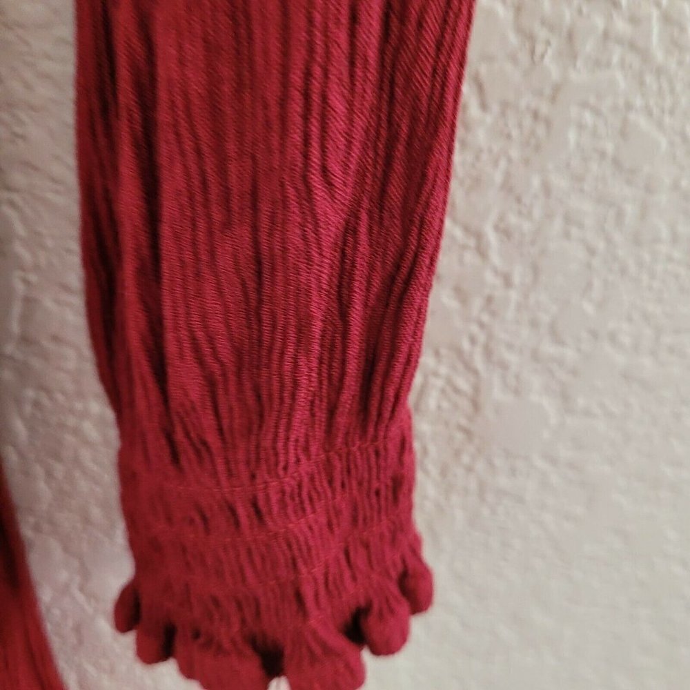 Knox Rose Red Tie-Neck Boho Style Embroidered Maxi Dress Size Small - Picture 5 of 10